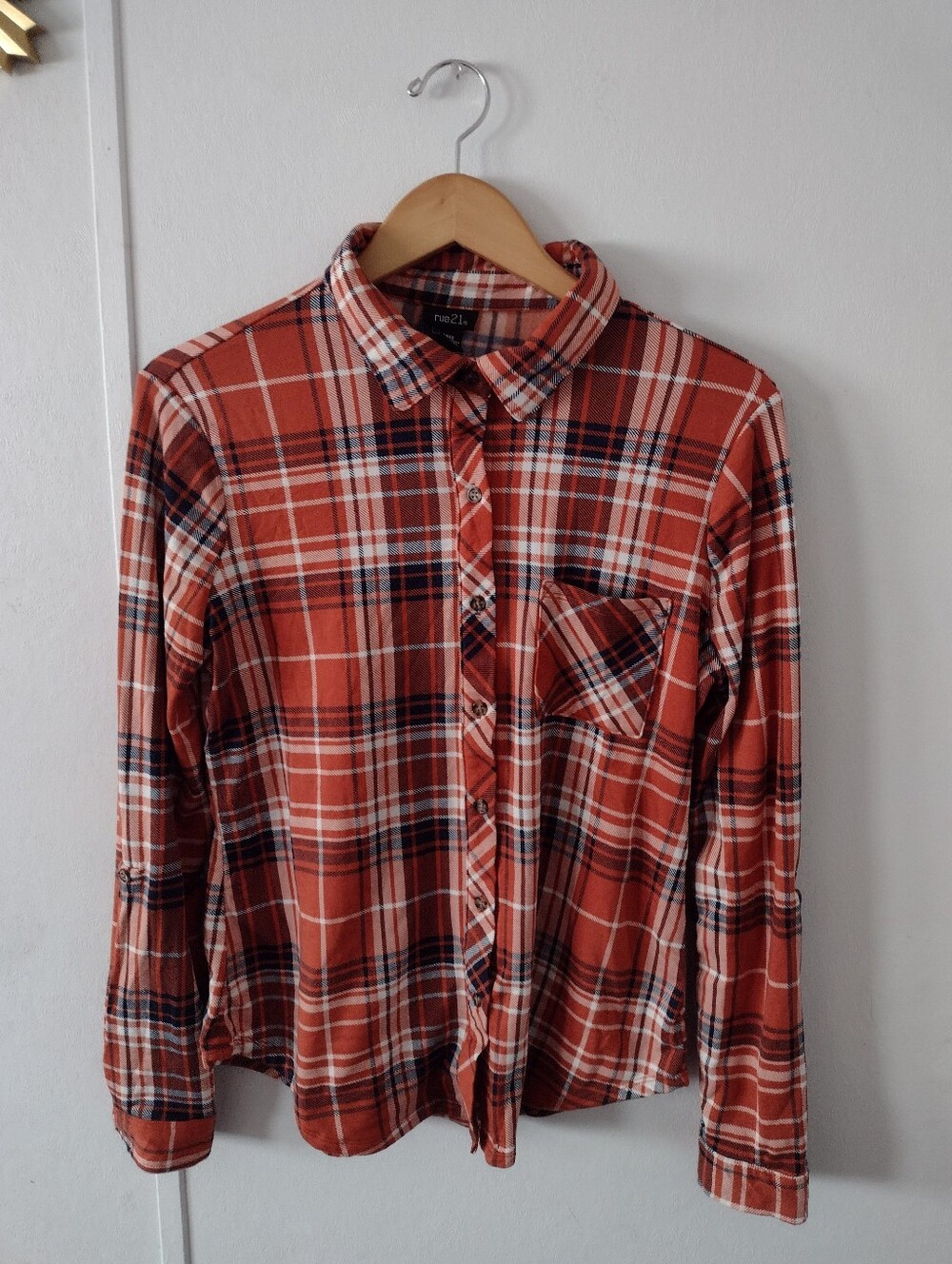 Rue 21 Plaid Womens Shirt Large - Picture 2 of 6